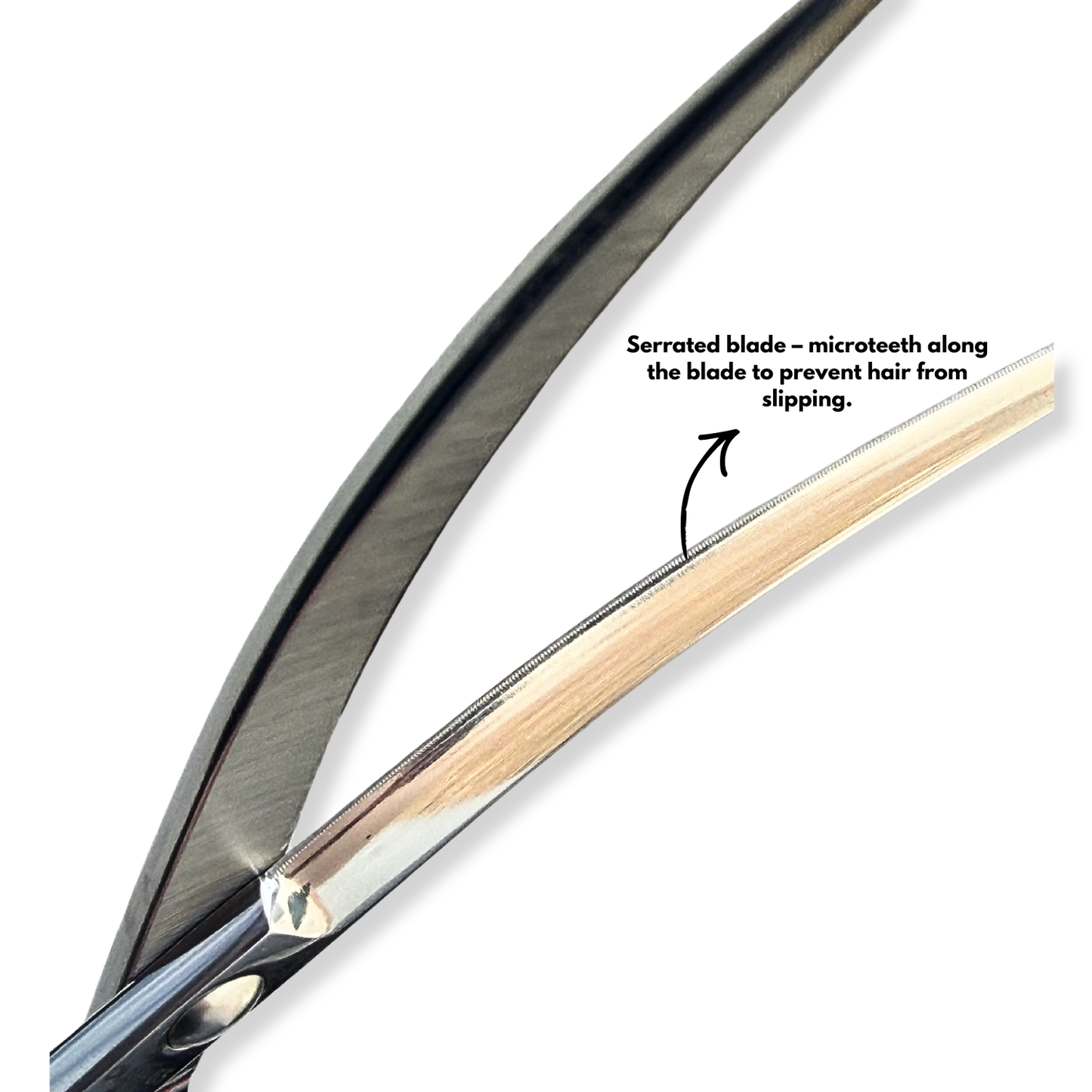 QUJF - 65 serrated professional micro-teeth curved scissors 6.5" (LH)